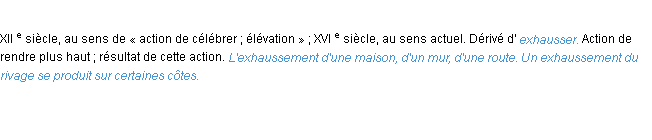 Définition exhaussement ACAD 1986