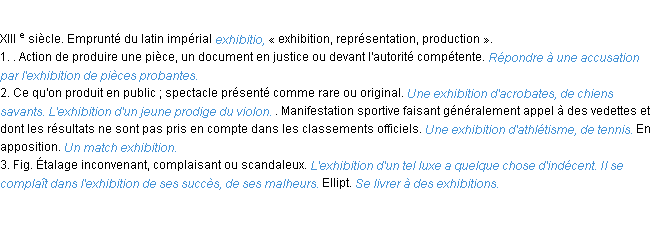 Définition exhibition ACAD 1986