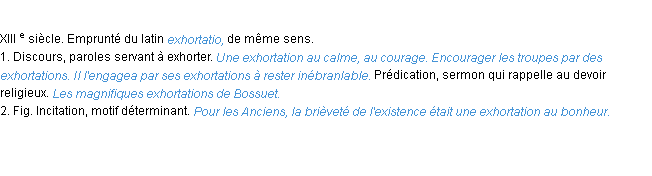 Définition exhortation ACAD 1986