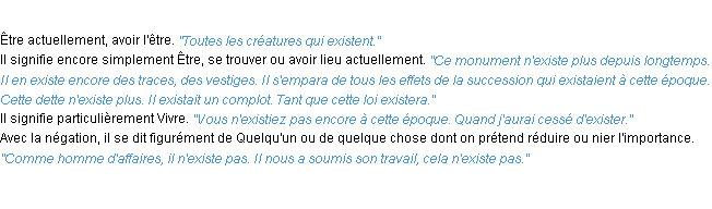 Définition exister ACAD 1932