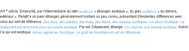 Définition exotique ACAD 1986