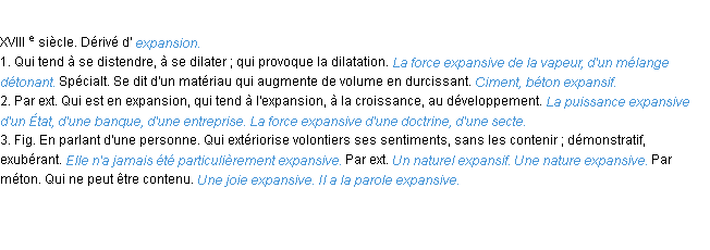 Définition expansif ACAD 1986