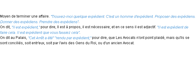 Définition expédient ACAD 1798