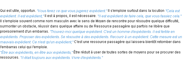 Définition expédient ACAD 1932