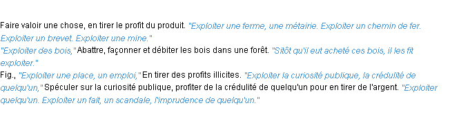 Définition exploiter ACAD 1932