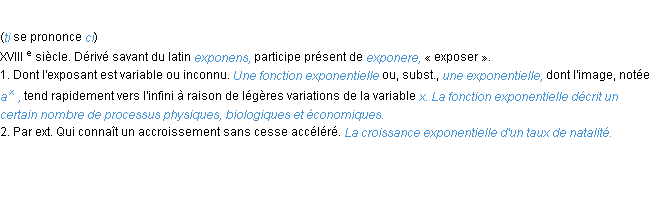 Définition exponentiel ACAD 1986