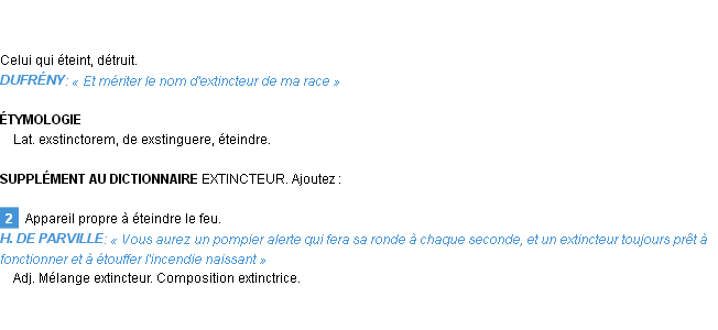 Définition extincteur Emile Littré