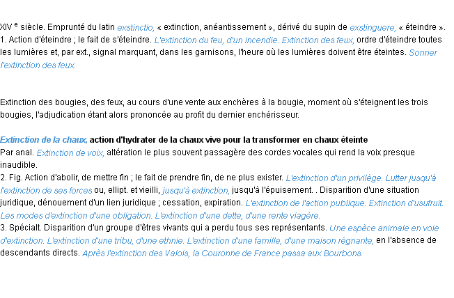 Définition extinction ACAD 1986