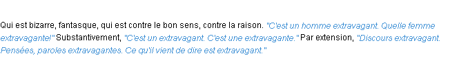 Définition extravagant ACAD 1932