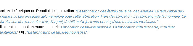 Définition fabrication ACAD 1932