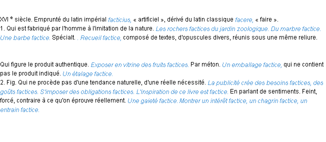 Définition factice ACAD 1986