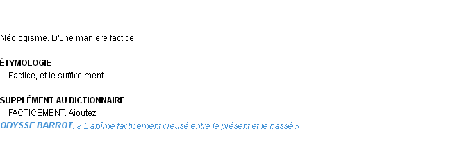 Définition facticement Emile Littré