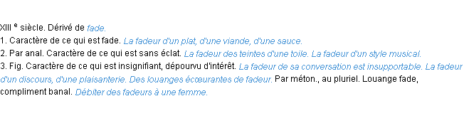 Définition fadeur ACAD 1986