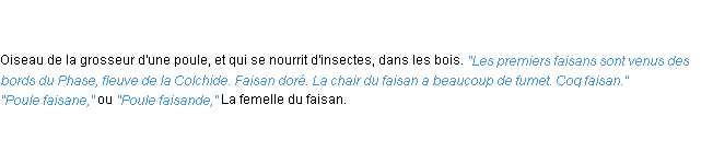 Définition faisan ACAD 1835