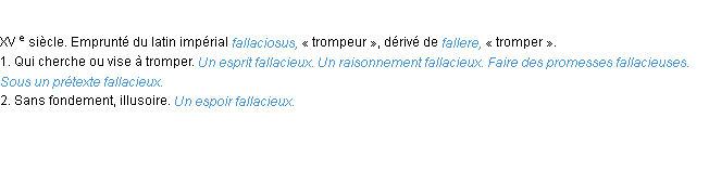 Définition fallacieux ACAD 1986