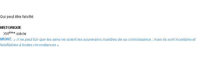 Définition falsifiable Emile Littré