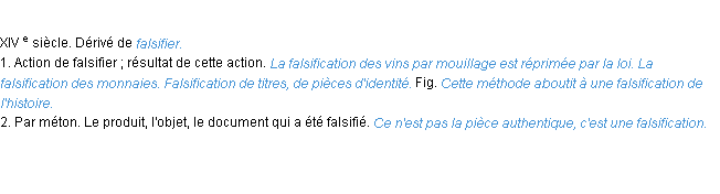 Définition falsification ACAD 1986