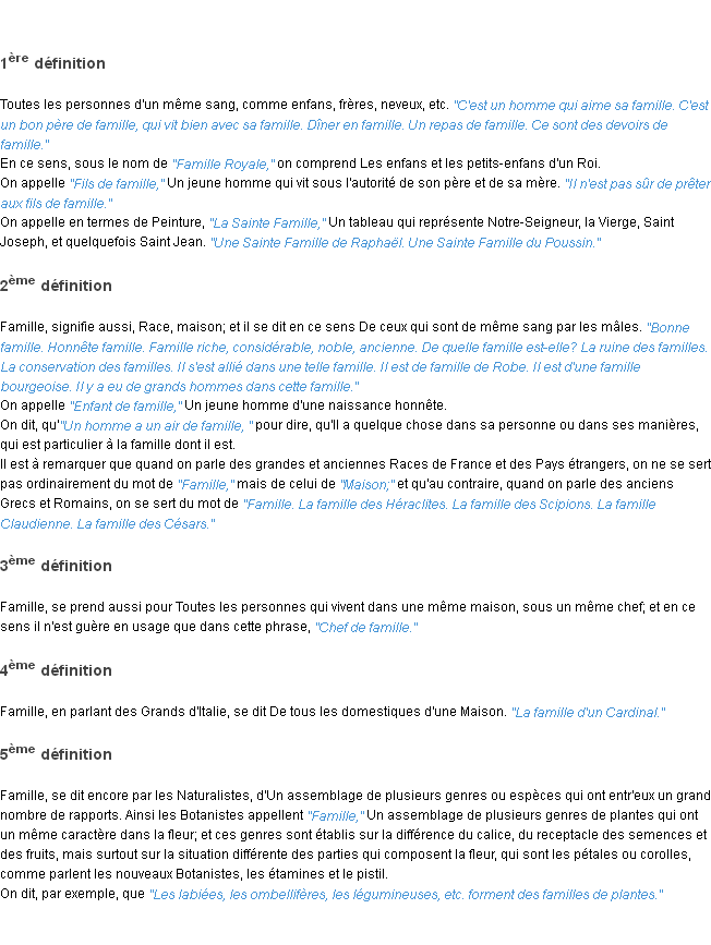 Définition famille ACAD 1798