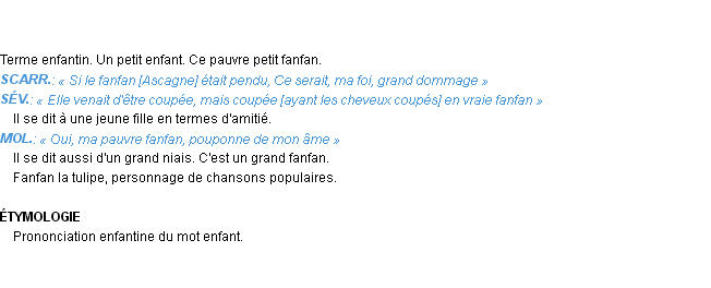 Définition fanfan Emile Littré