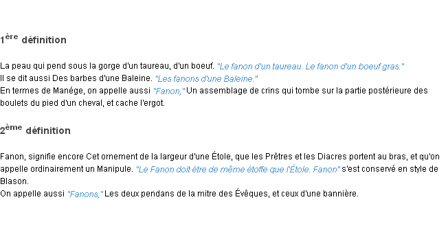 Définition fanon ACAD 1798