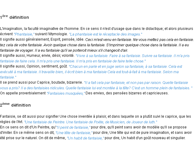 Définition fantaisie ACAD 1798