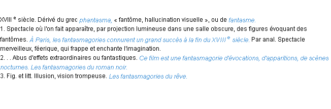 Définition fantasmagorie ACAD 1986