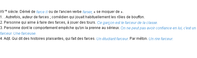 Définition farceur ACAD 1986