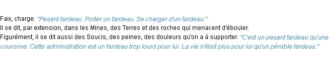 Définition fardeau ACAD 1932