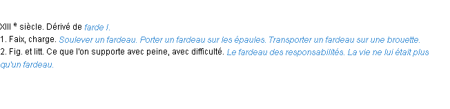 Définition fardeau ACAD 1986