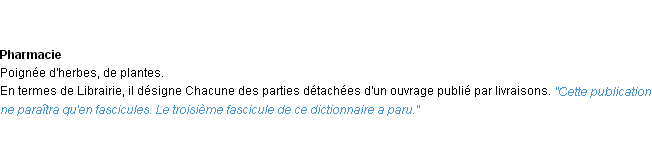 Définition fasciculé ACAD 1932