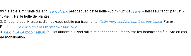 Définition fasciculé ACAD 1986