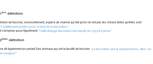 Définition fascination ACAD 1835