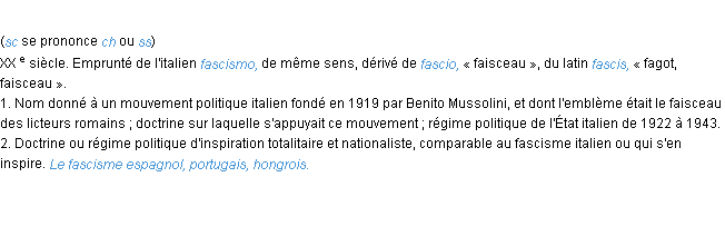 Définition fascisme ACAD 1986