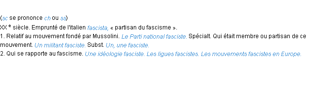 Définition fasciste ACAD 1986