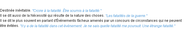 Définition fatalité ACAD 1932