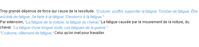 Définition fatigue ACAD 1932