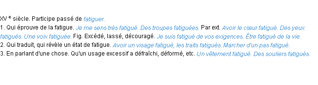 Définition fatigue ACAD 1986