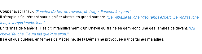 Définition faucher ACAD 1932