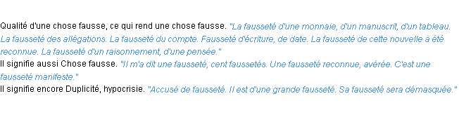 Définition fausseté ACAD 1932