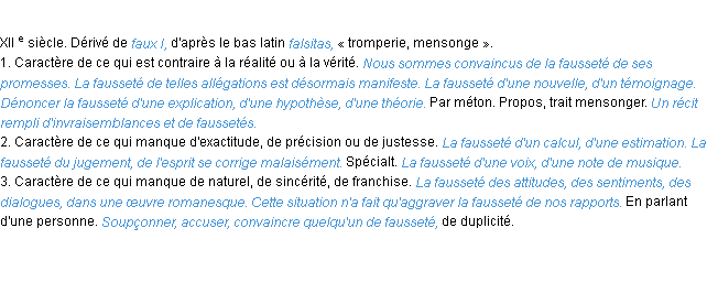 Définition fausseté ACAD 1986