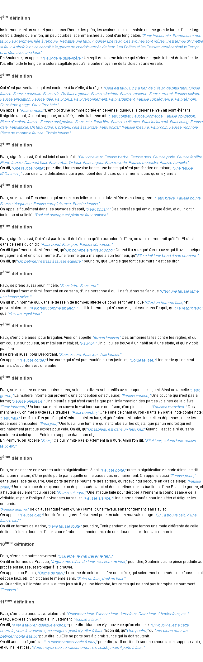 Définition faux ACAD 1798