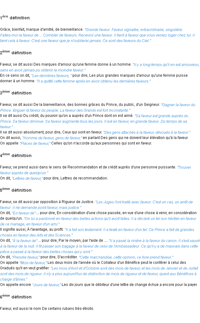 Définition faveur ACAD 1798