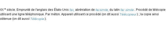 Définition fax ACAD 1986