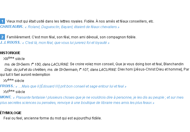 Définition féal Emile Littré