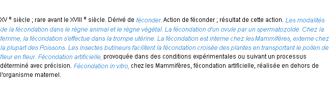 définition de fécondation définition de fécondation