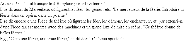 Définition féerie ACAD 1932
