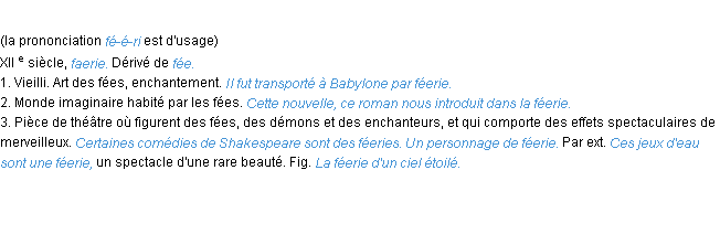 Définition féerie ACAD 1986