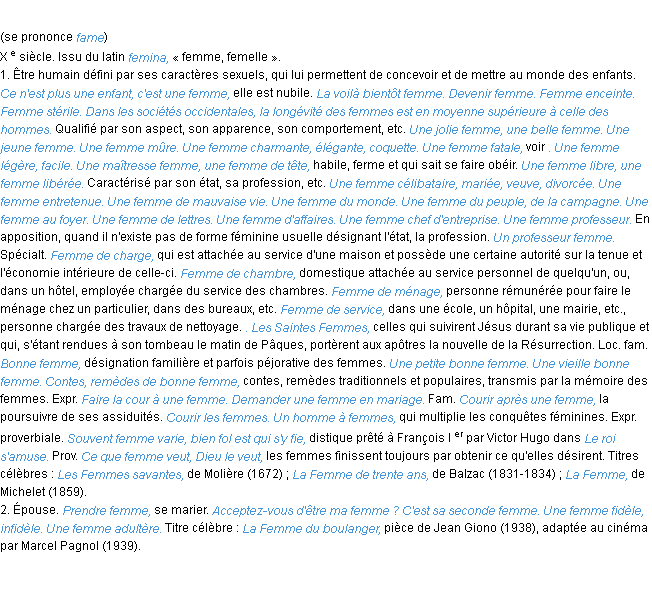 Définition femme ACAD 1986