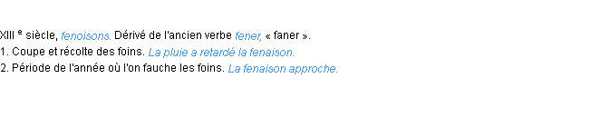 Définition fenaison ACAD 1986