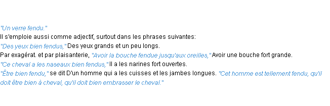 Définition fendu ACAD 1835